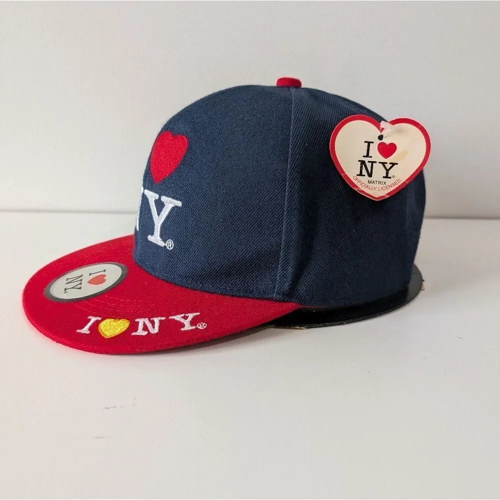 I LOVE N.Y. One Size Fits All Blue/Red Embroidered Snapback Baseball C